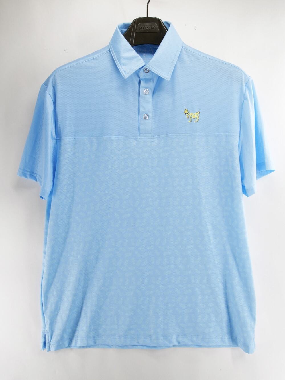 GOAT USA Men's Medium Light Blue Pineapple Polo Shirt Performance Stretch Golf